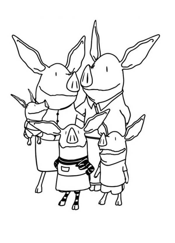 Olivia the Pig and Family Coloring Page