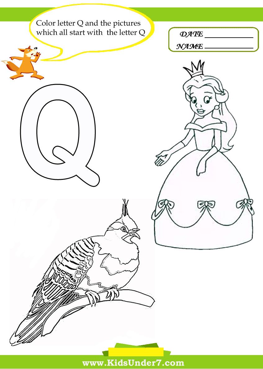 Kids Under 7: Letter Q Worksheets and Coloring Pages