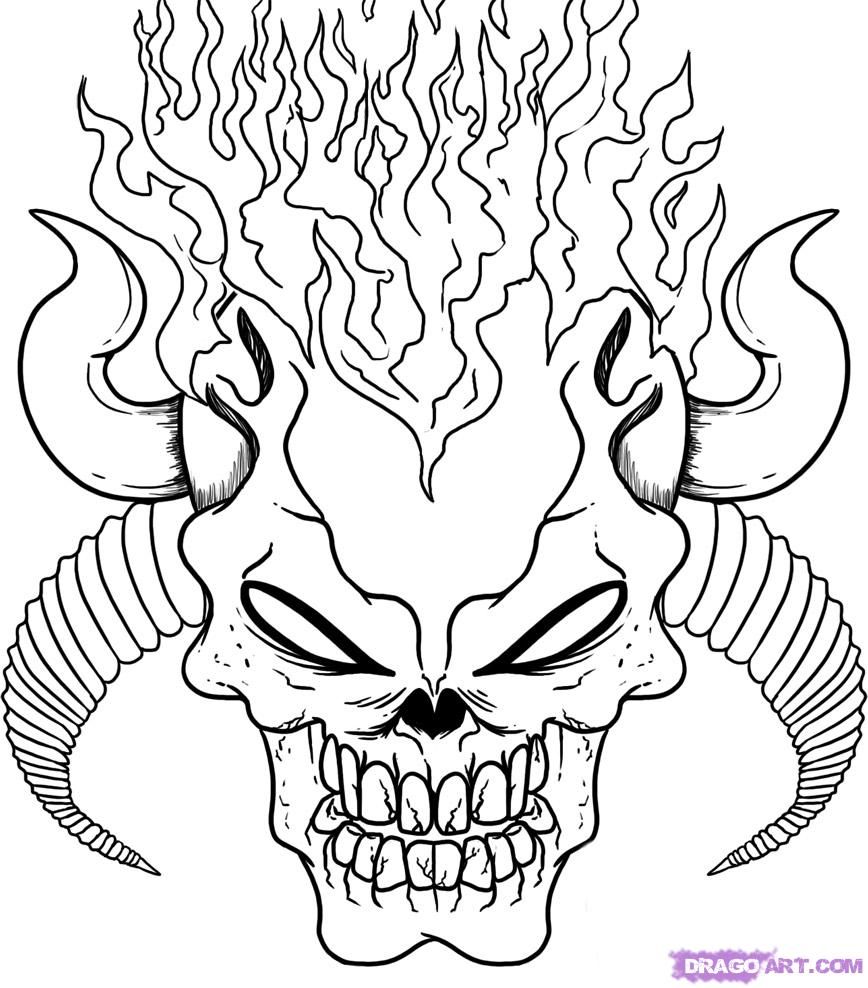 Demon Skull Coloring Pages | Skull coloring pages, Coloring ...