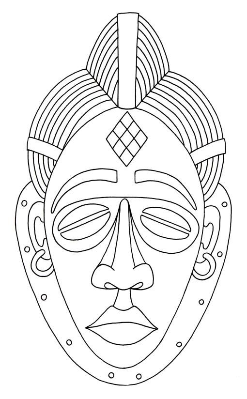 African Mask Coloring Page - Coloring Home