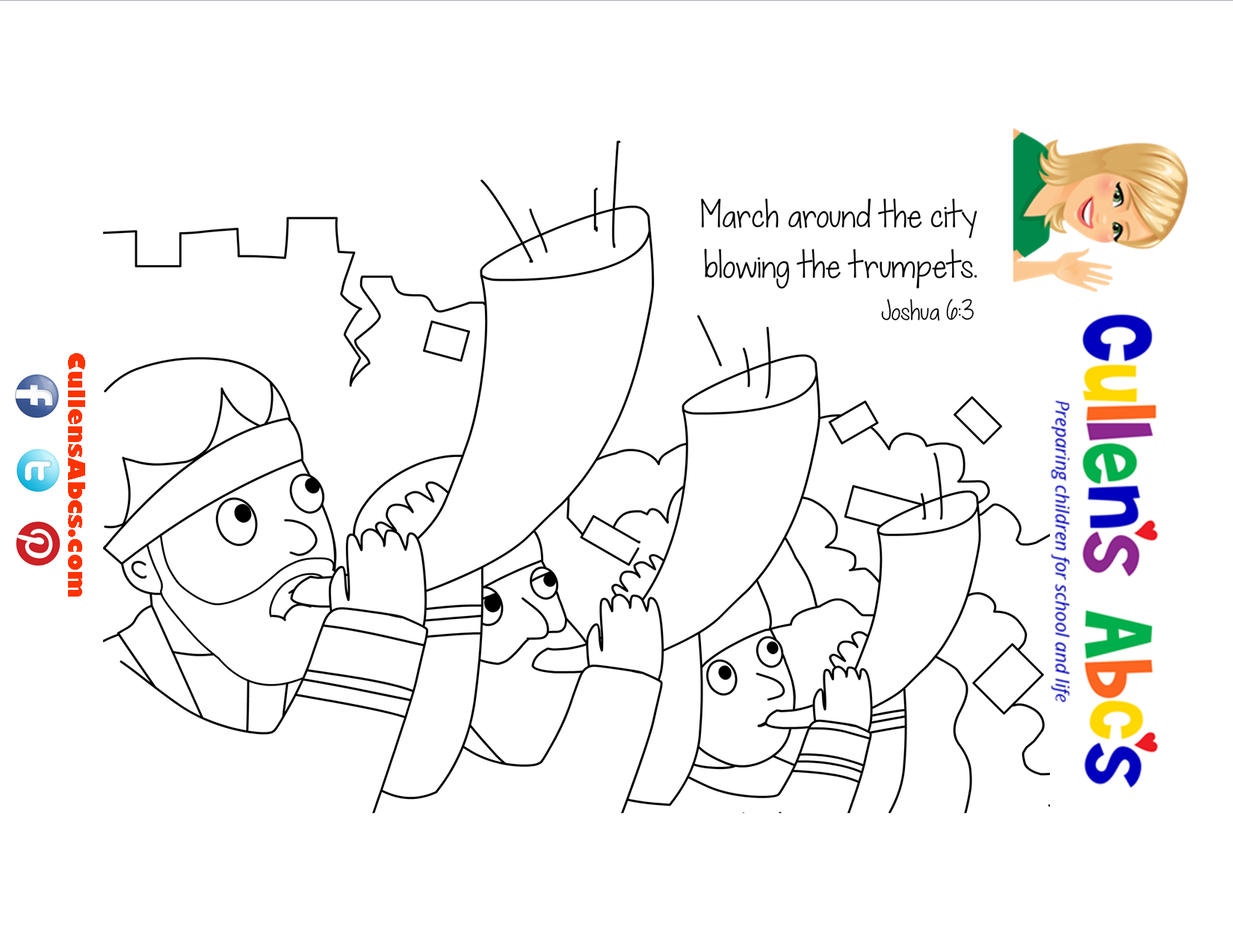 Bible Memory Verse Coloring Page | The Battle of Jericho ...