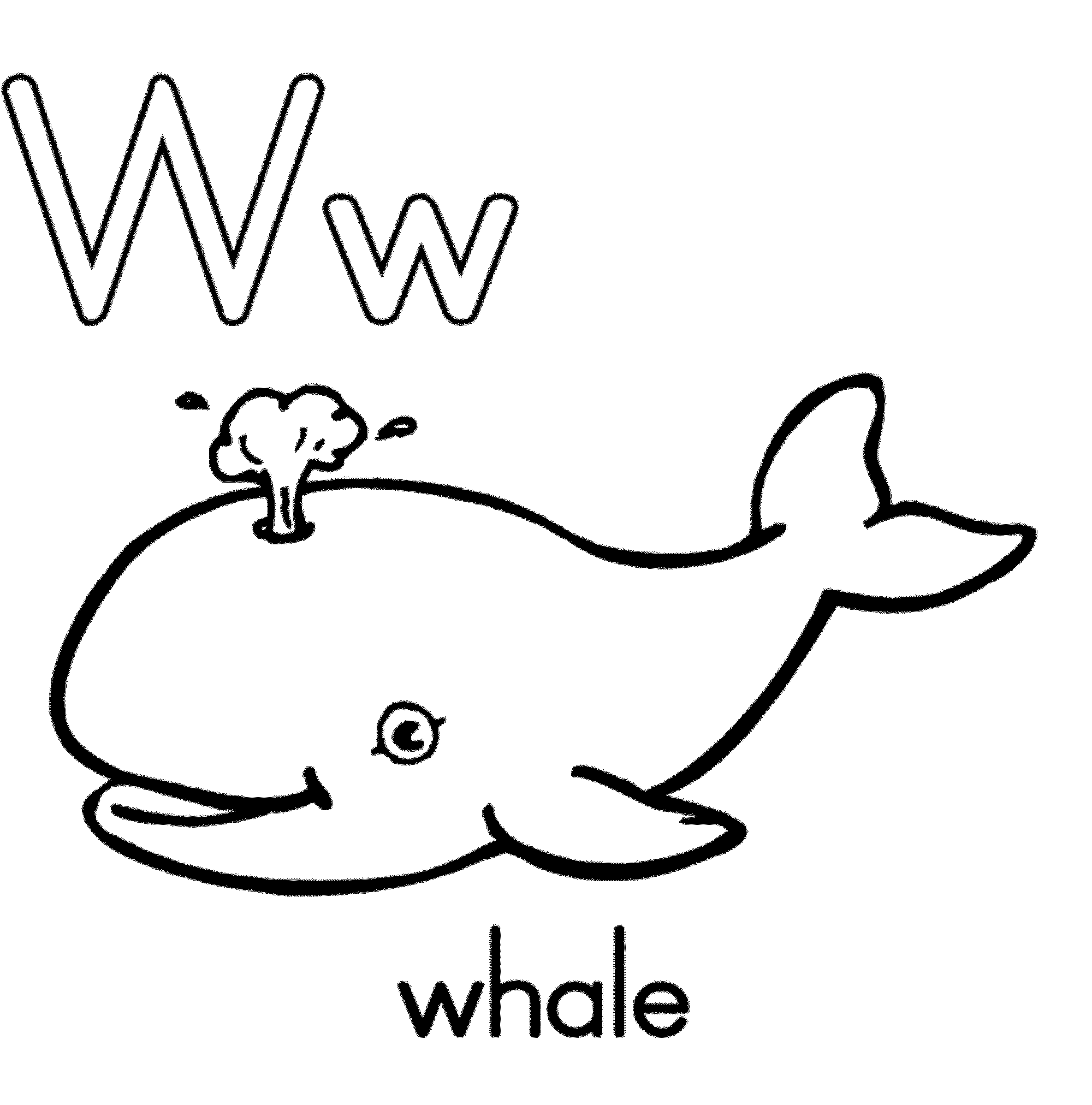 W Is For Whale Coloring Page - Coloring Home