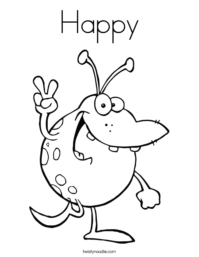 Happy Coloring Page - Twisty Noodle