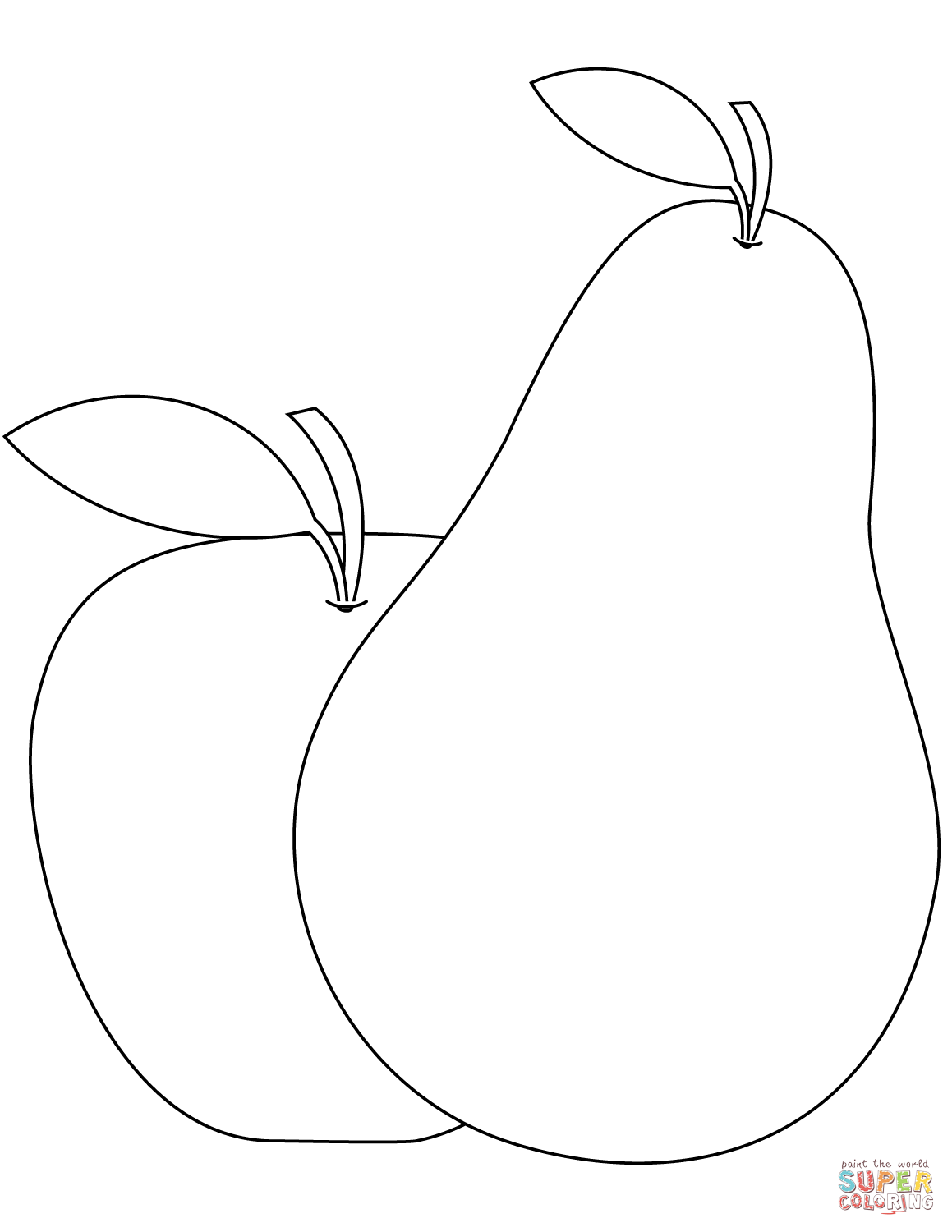 Pear and Apple coloring page | Free Printable Coloring Pages