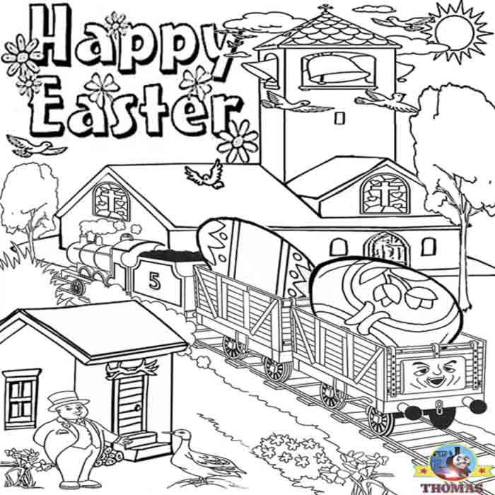 Kids Happy Easter coloring pictures of Thomas the train and ...