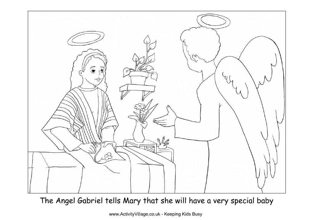 Angel Gabriel And Mary Coloring Sheet - High Quality Coloring Pages