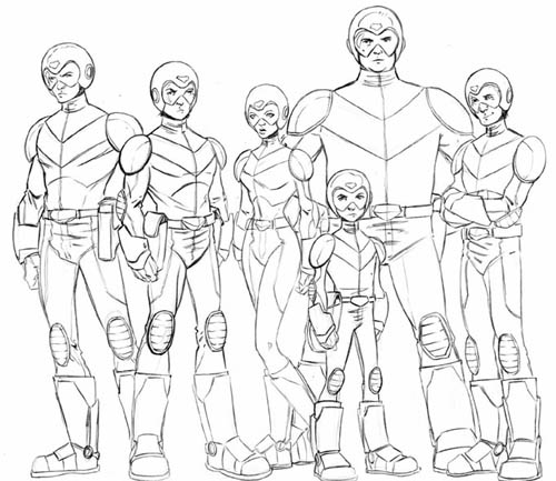 Voltron Force in uniform (final design sketch)