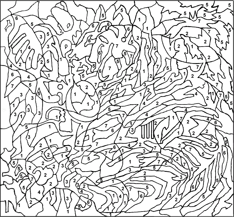 Hard Color by Numbers Coloring Sheet