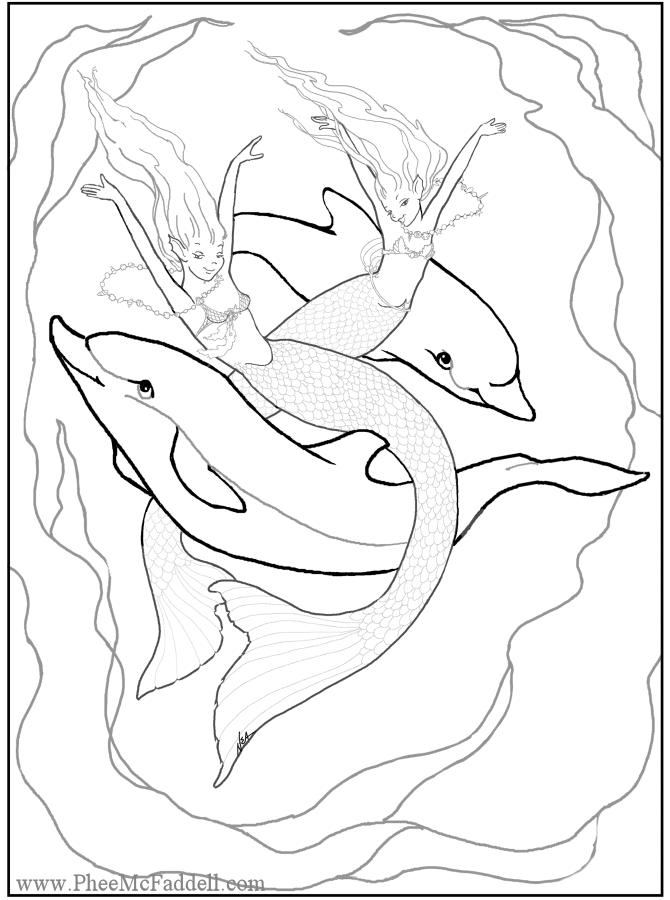 Free Printable Dolphin Coloring Pages For Kids #2419 Mermaid ...