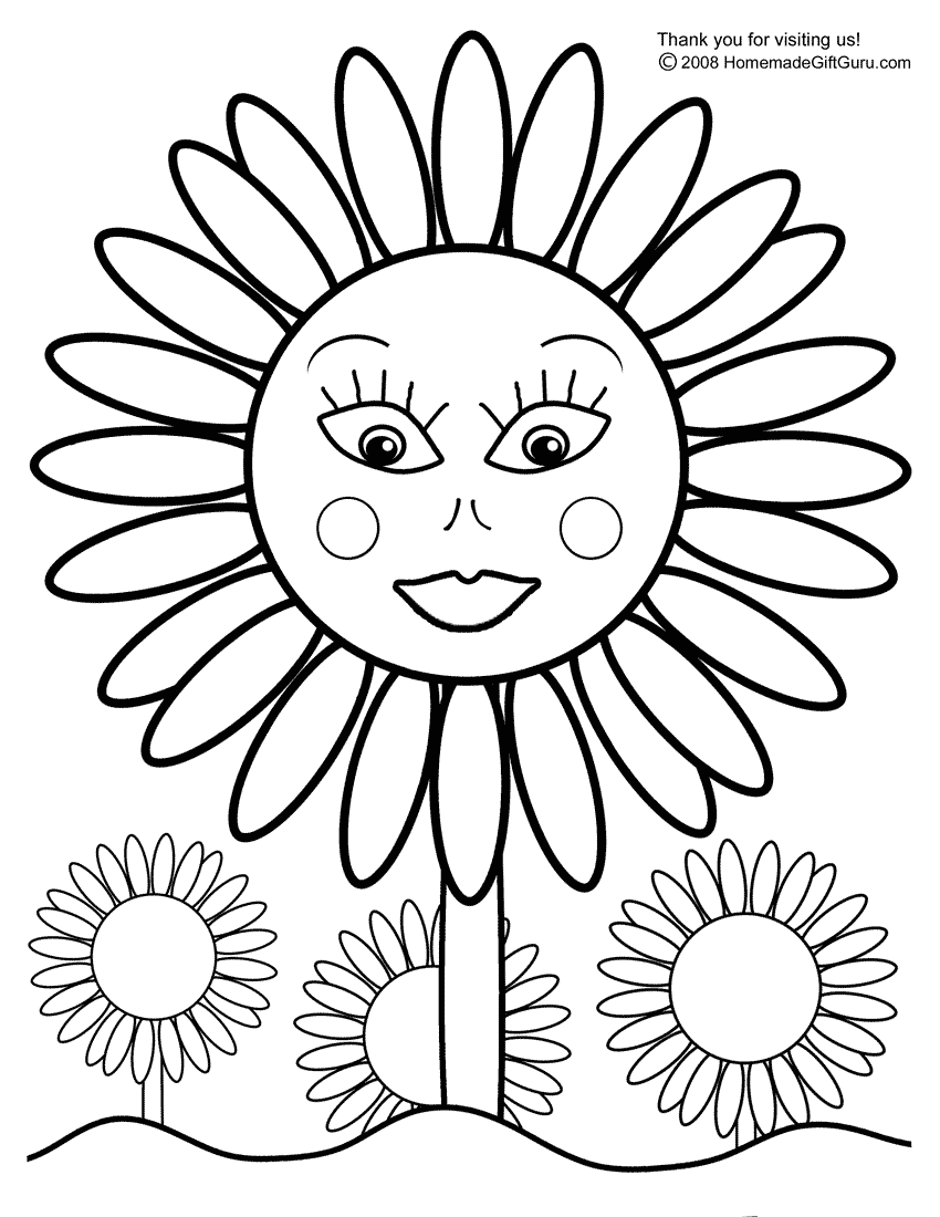 Sunflower Coloring Page - Free Printable Coloring Book Page