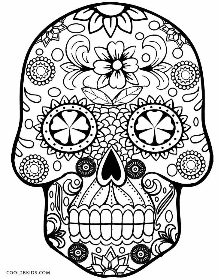 15 Pics of Mexican Skull Coloring Pages Scary - Mexican Sugar ...