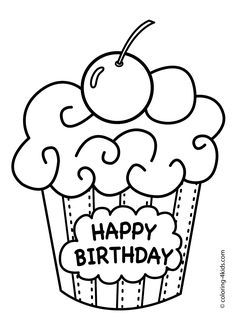 Happy Birthday To Print - Coloring Pages for Kids and for Adults