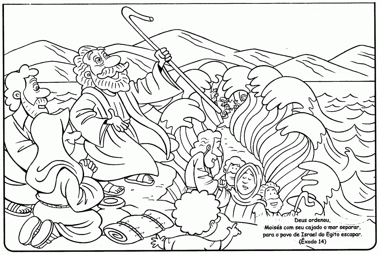 Moses And The Red Sea Coloring Page Bible Moses Red Sea Coloring