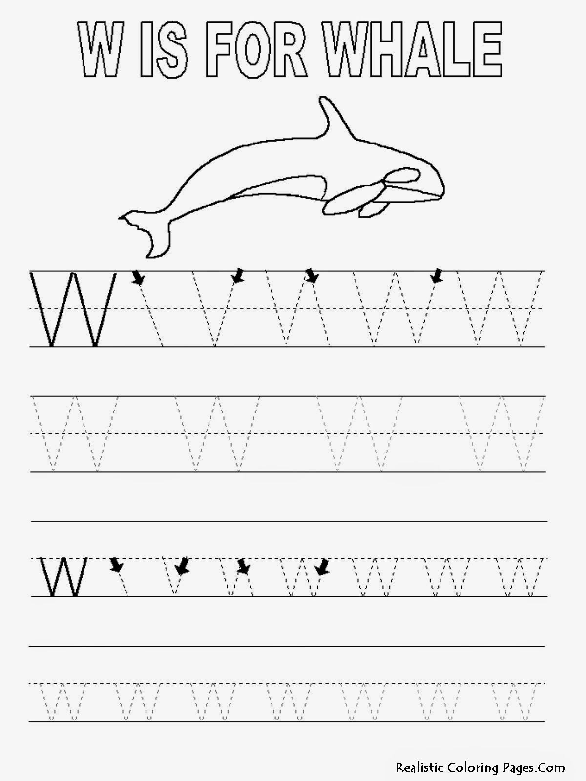 W Letters Alphabet Coloring Sheet | Realistic Coloring Pages