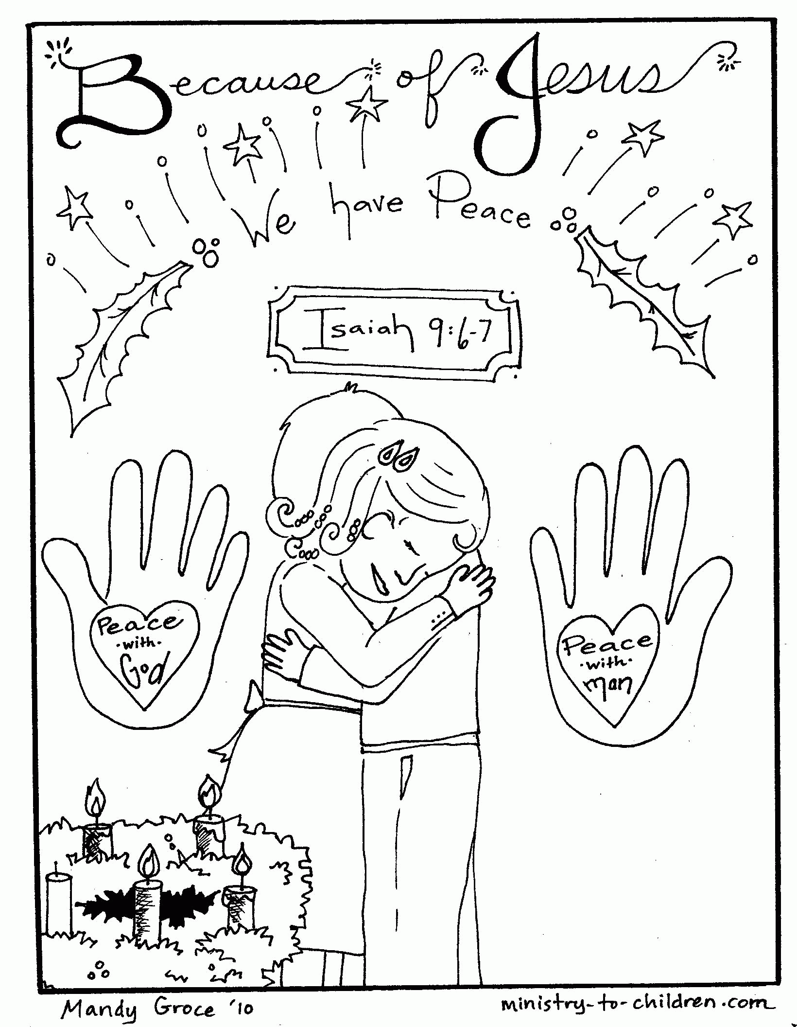 Christian Christmas Coloring Pages "Jesus brings Peace"