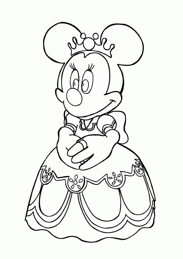 Princess Minnie Mouse Coloring Page - Download & Print Online ...