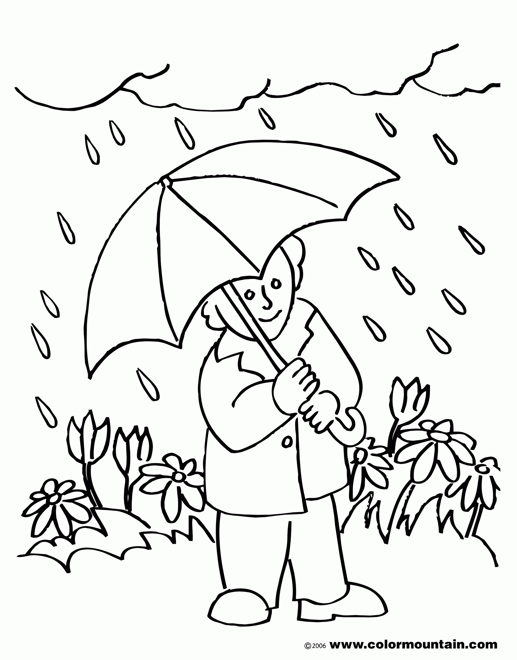 April Shower Spring Coloring Page - Coloring Pages For All Ages