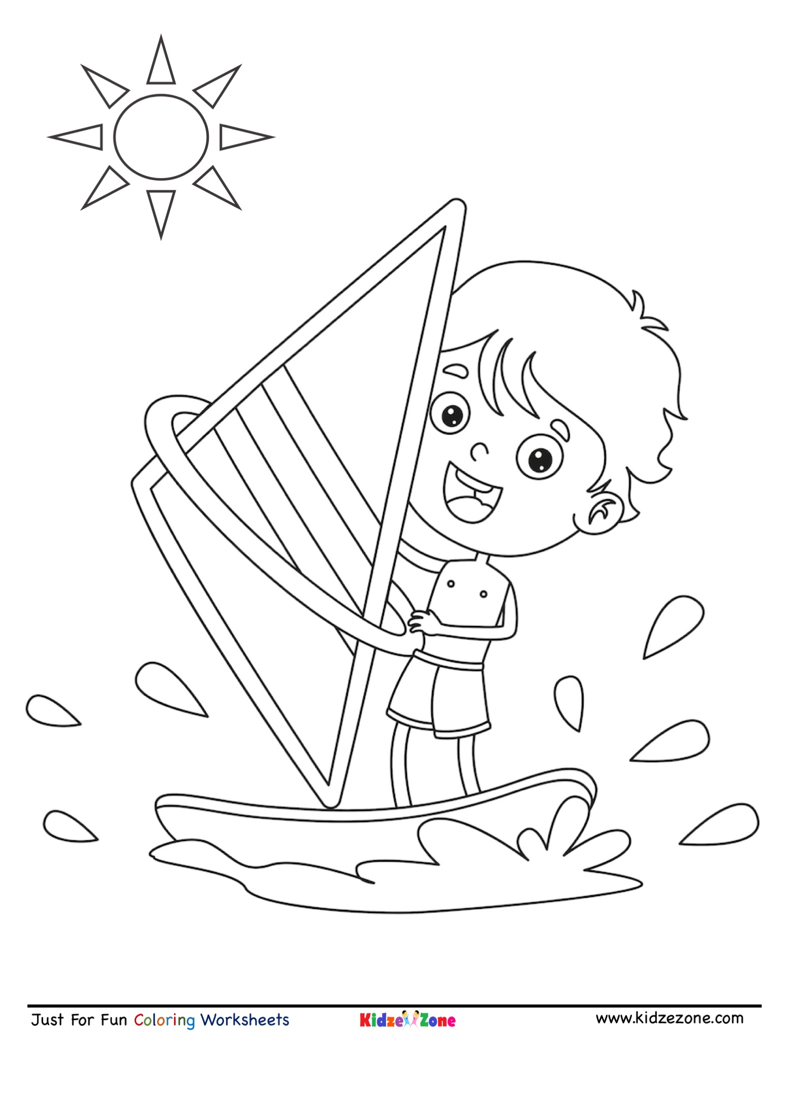 Kid Boat Sail Coloring Page - KidzeZone