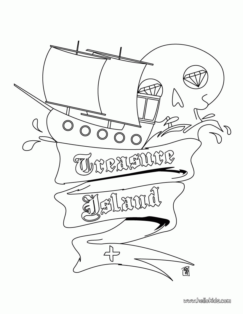 PIRATE coloring pages - Treasure Island