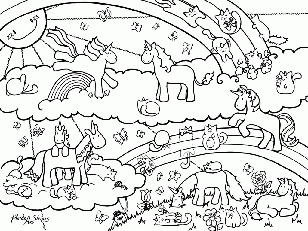 Cartoon Rainbow Unicorns Coloring Pages - Coloring Pages For All Ages
