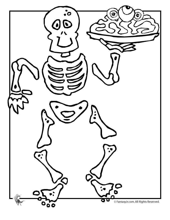 Skeleton Halloween Coloring Page | Woo! Jr. Kids Activities