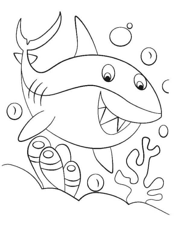 Baby Shark Coloring Page | Shark coloring pages, Baby ...