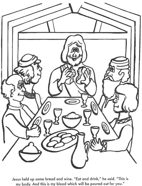 The Last Supper Bible coloring page for Kids to Learn bible ...