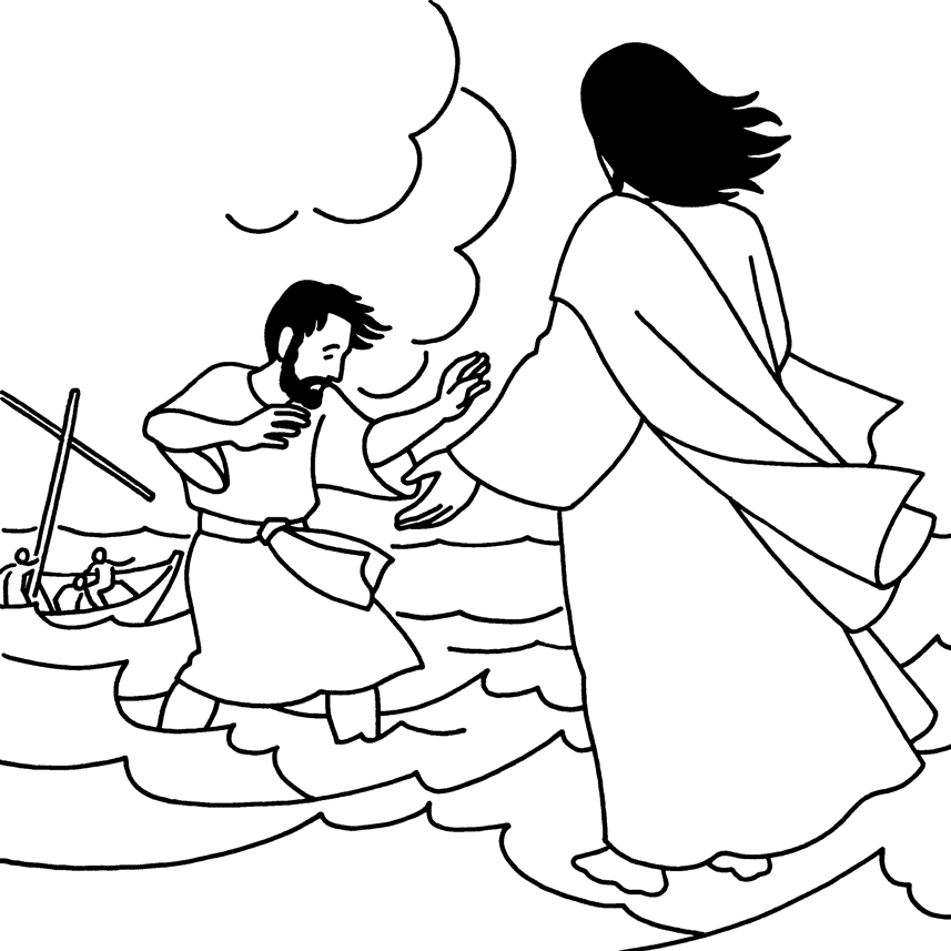 Jesus walks on water coloring pages | Vbs
