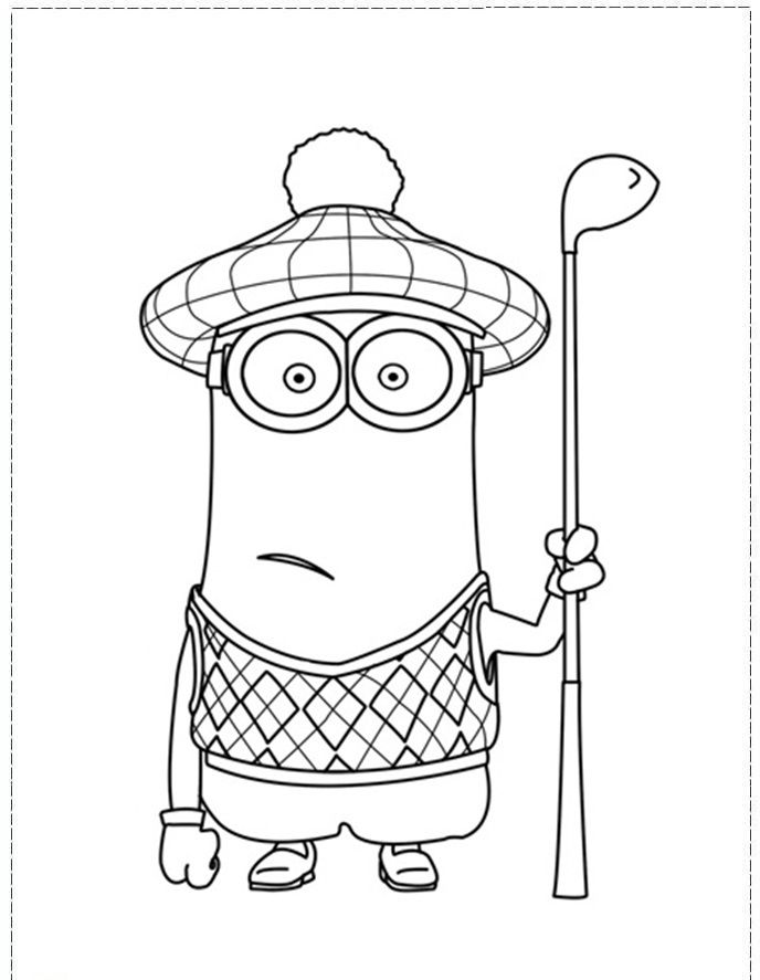 Tim Giggling Golf Coloring Pages - Despicable Me Coloring Pages 