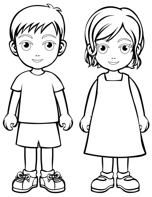 Boy and girl coloring page
