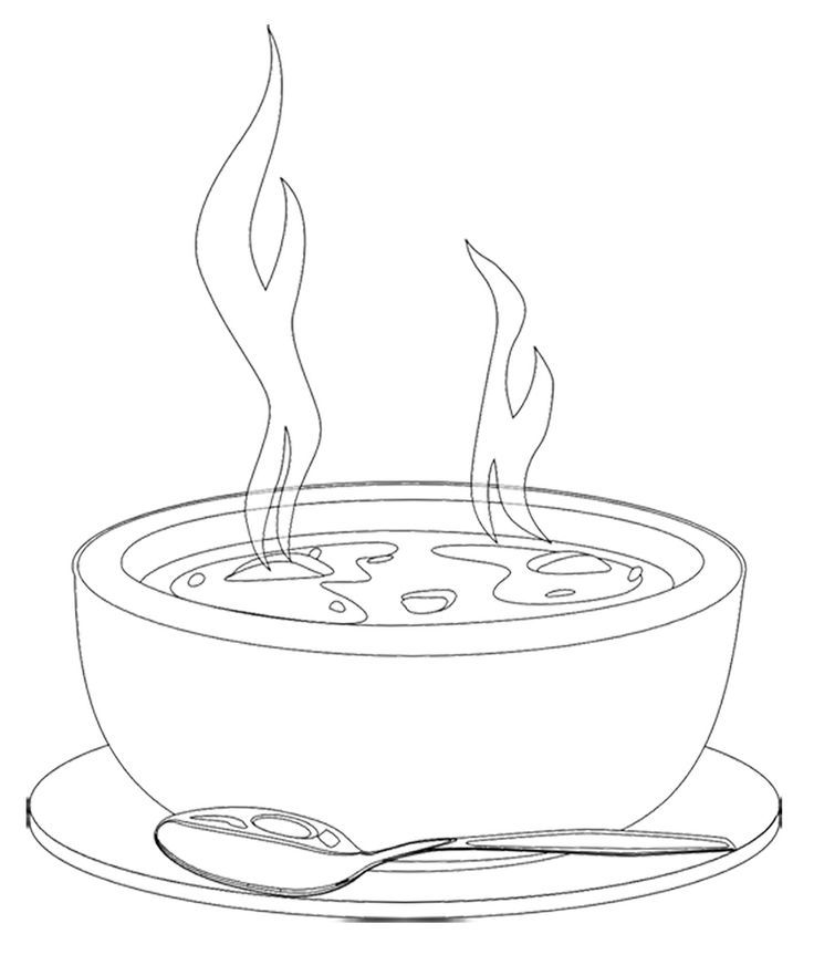 A Bowl Of Hot Soup Coloring For Kids | Kids Coloring Pages