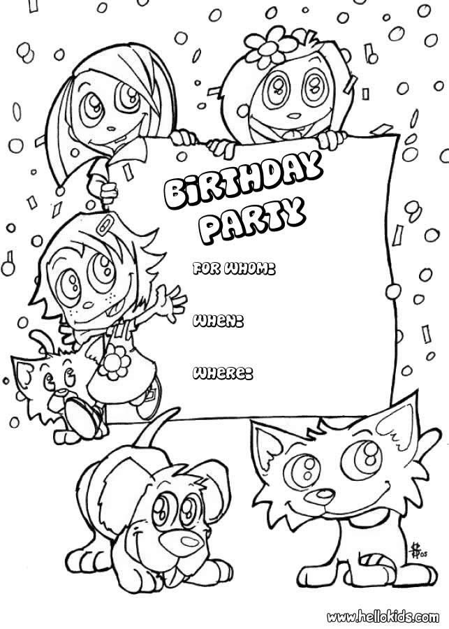 BIRTHDAY CARDS coloring pages - Kids and animals : Birthday Party ...