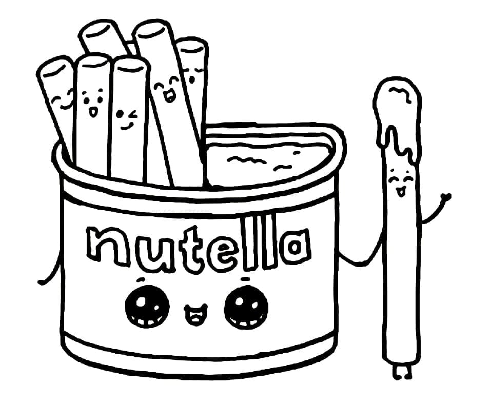 Kawaii Nutella 5 Coloring Page - Free Printable Coloring Pages for Kids