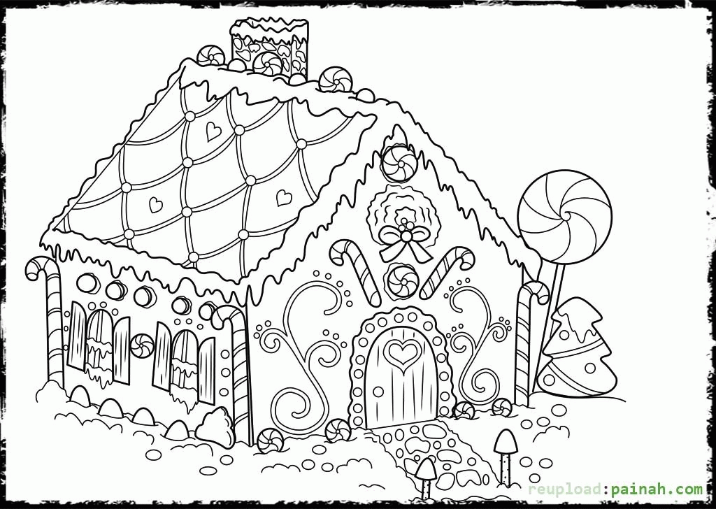 Coloring Book Picture Gingerbread House - High Quality Coloring Pages