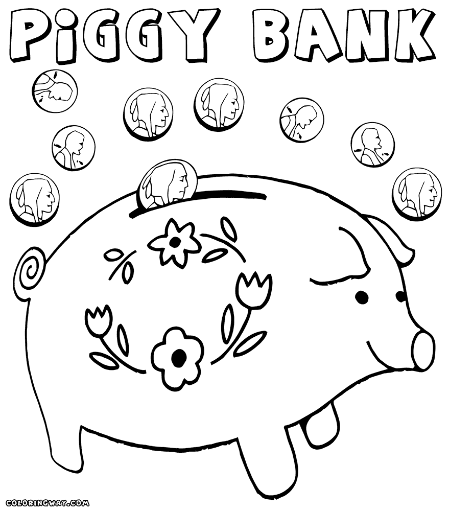 Piggy Bank Coloring Page Coloring Home