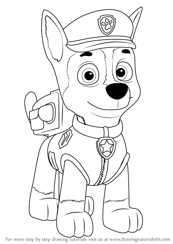 Paw Patrol Chase Coloring Page - Coloring Home