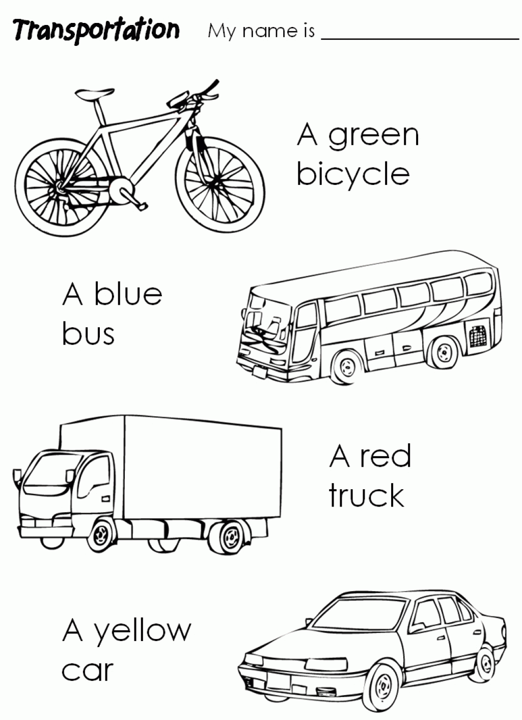 647 Simple Free Printable Transportation Coloring Pages with Animal character