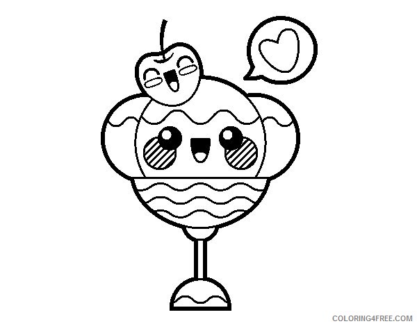 kawaii coloring pages sundae ice cream Coloring4free - Coloring4Free.com