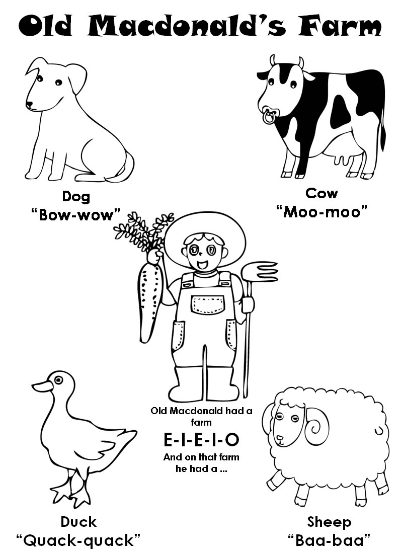 Old Macdonald Had A Farm Coloring Pages. Activities For The Book