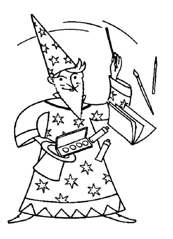 Cartoon of Merlin the Wizard Coloring Pages: Cartoon of Merlin the ...