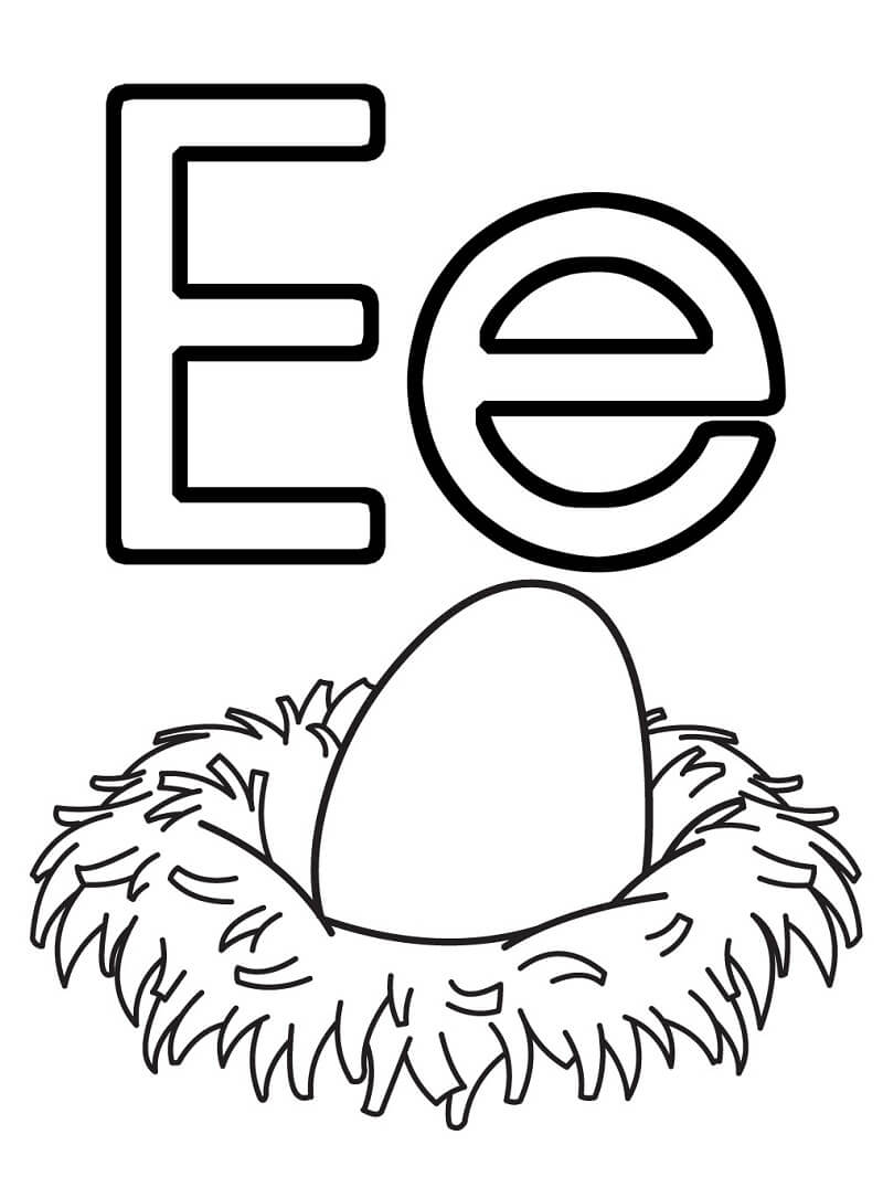 Egg Letter E Coloring Page - Free Printable Coloring Pages for Kids