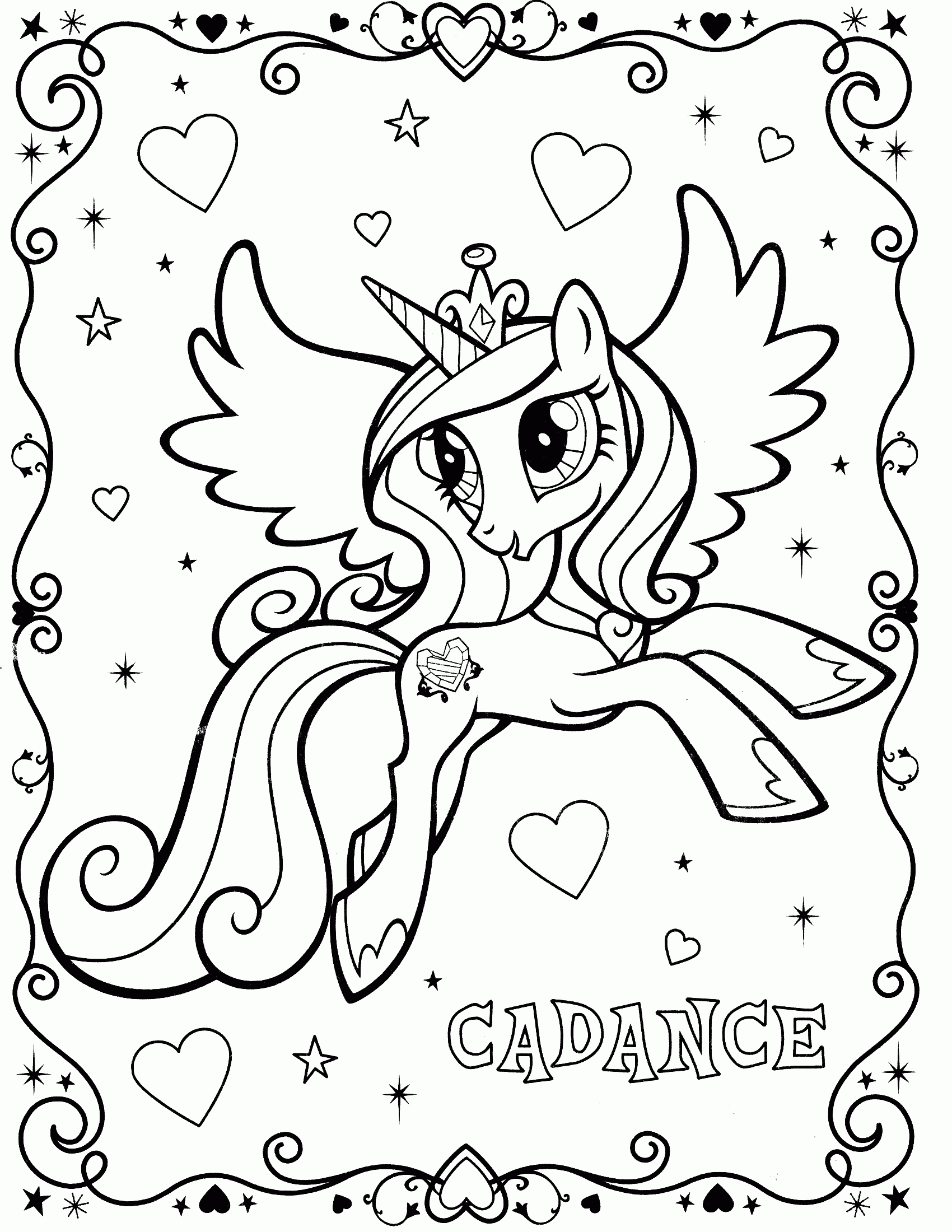 Pony Coloring Pages Princess Cadence Wedding Home Hand Picked Free