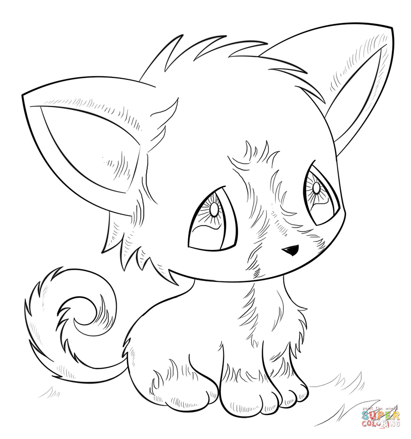 Anime Cat coloring page | Free Printable Coloring Pages