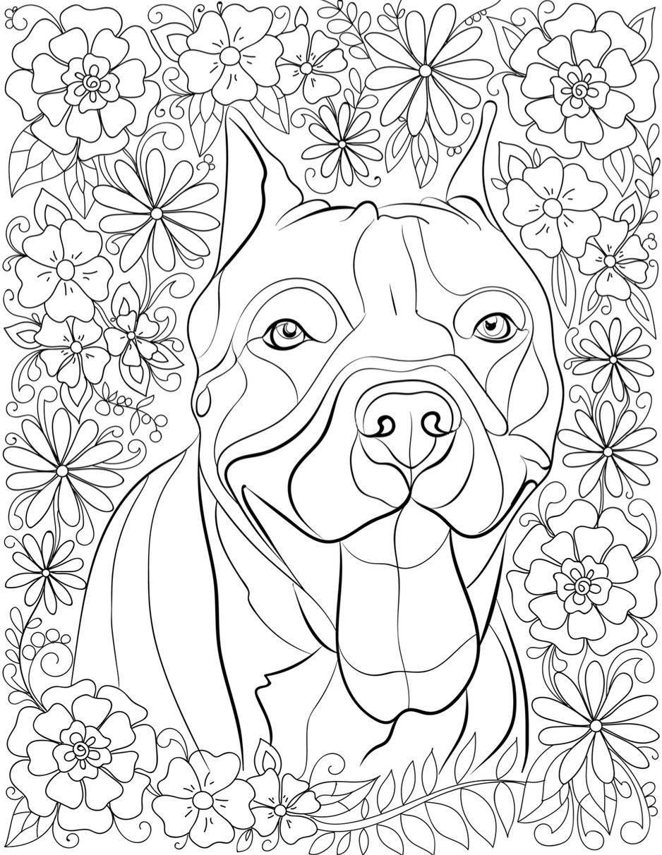 Coloring Pictures Of Pitbulls - Coloring Pages for Kids and for Adults