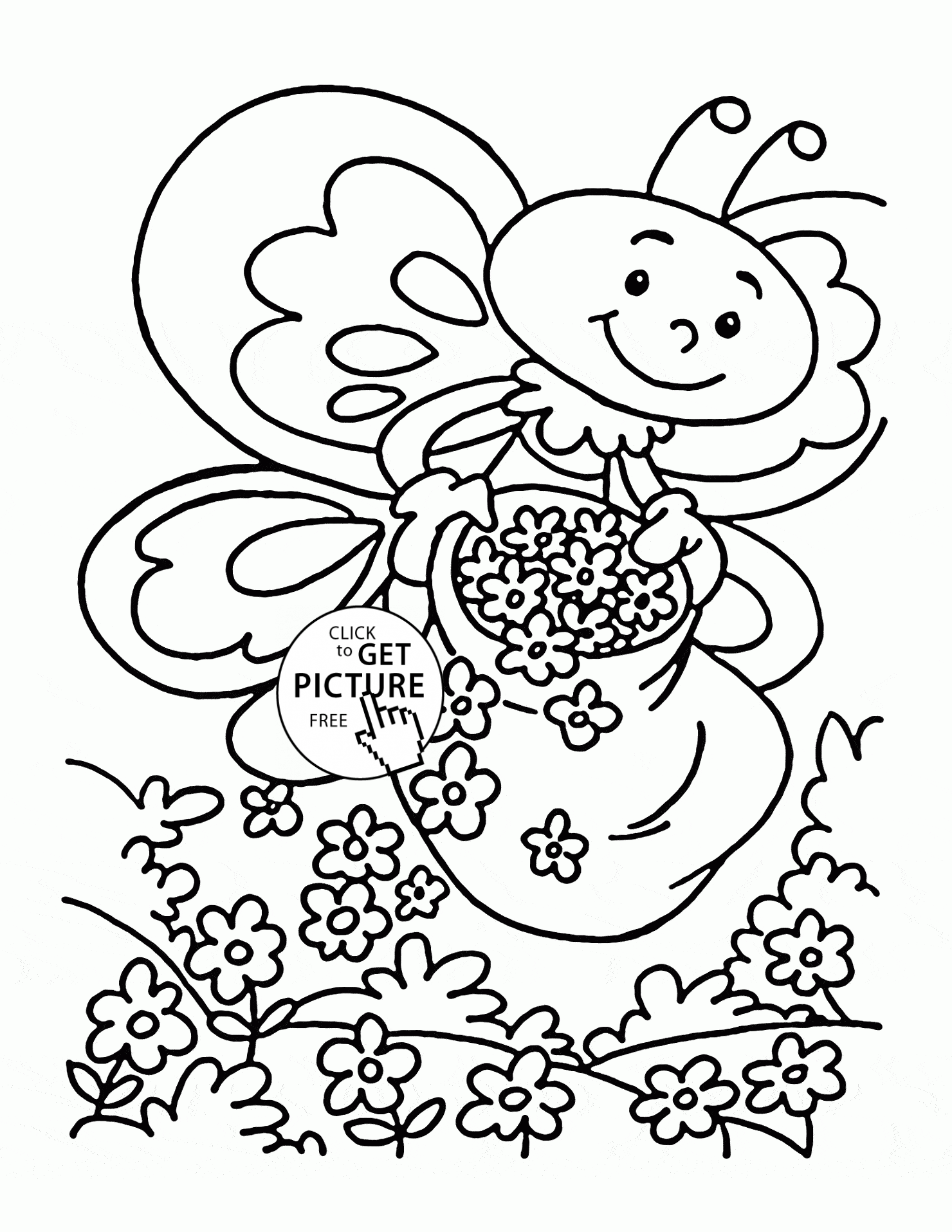 Cute Little Bee Spring coloring page for kids, seasons coloring ...