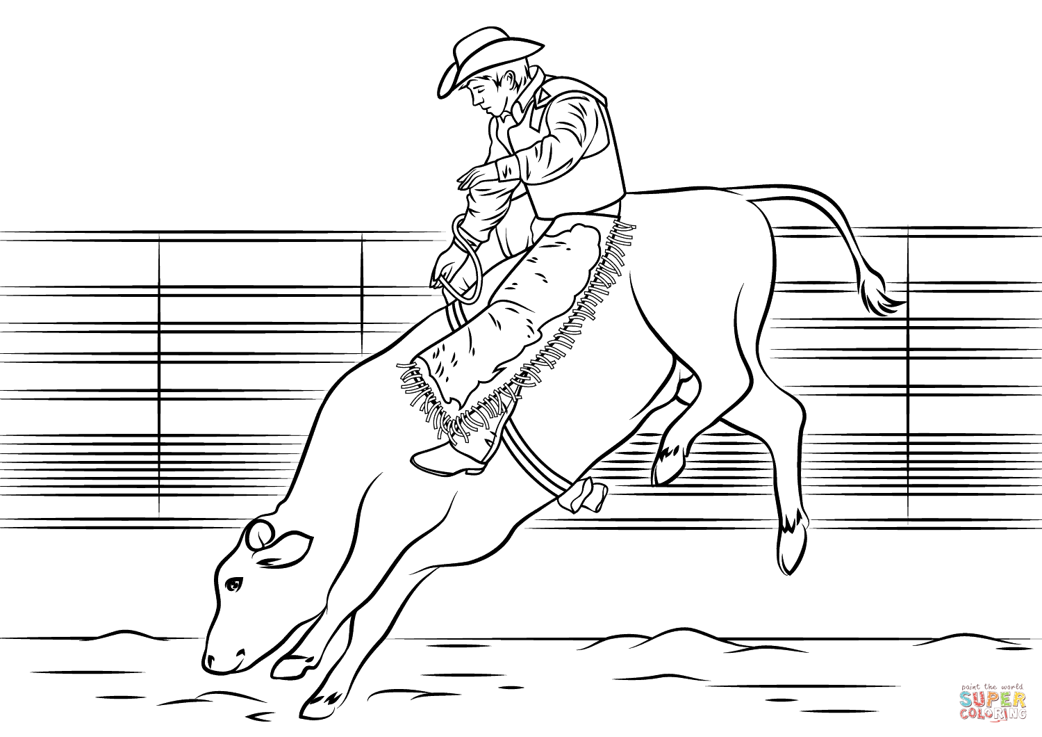 bull riding coloring pages - High Quality Coloring Pages