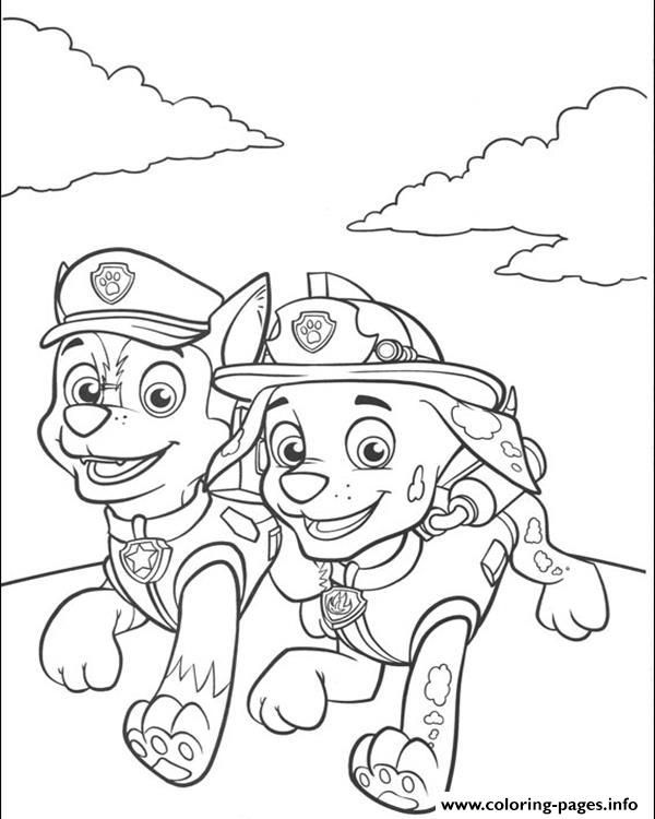 Print paw patrol marshall and chase running Coloring pages Free ...