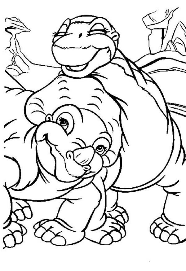 Cera and Little Foot Land Before Time Coloring Page: Cera and ...