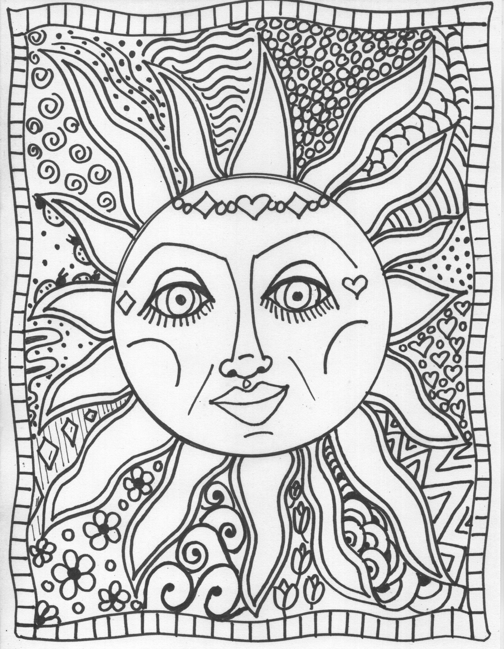 Free Printable Sun Coloring Pages For Adults