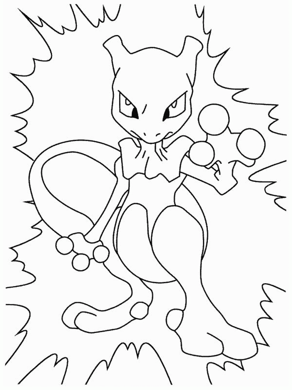Mewtwo with Electricity Coloring Page - Download & Print Online ...